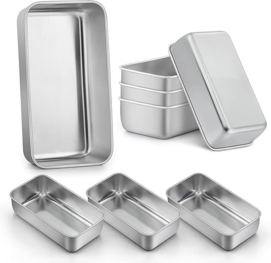 LIANYU 8 Pack 9x5 Inch Loaf Pans for Bread Baking, Stainless Steel Baking Bread Pans, Small Loaf Tins for Homemade Brownies and Pound Cakes, Dishwasher Safe