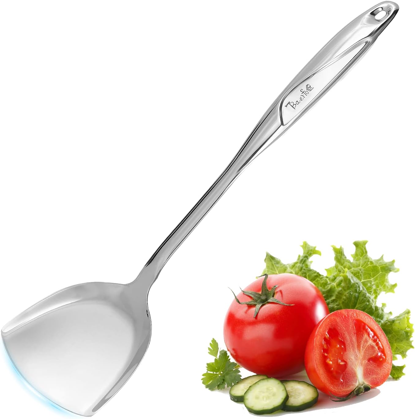 High Grade Spatula,Stainless Steel Turner, Kitchen Work Turner,Wok Spatula,Heat-proof Design of Hollow Handle, No rust, Dishwasher Safe (13.5 Inch)