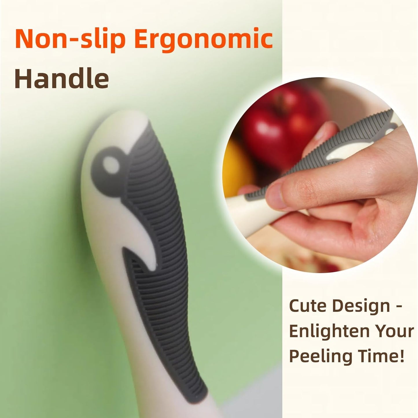 Stainless Steel Vegetable and Fruit Peeler, Swivel Straight Peeled Gadget for Kitchen - Ideal Carrot Cucumber Potato Peeler with Ergonomic, Non-Slip and Cute Handle (Green)