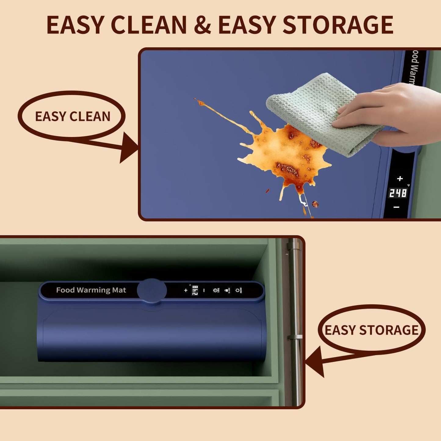 Food Warming Mat, Warming Tray, with 9 Level Adjustable Temperature and 6 Hours Timer Warming Mat for Food for Parties Buffet Gatherings,Parties,Everyday Use (Blue, 6 Dishes)