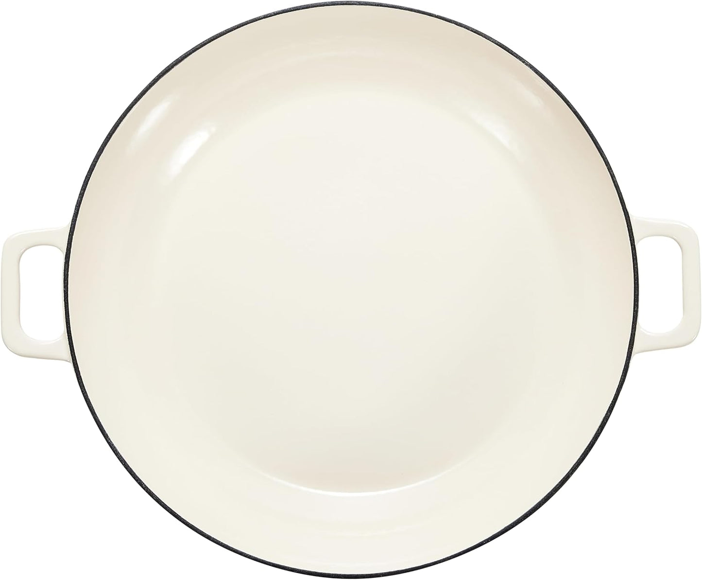 Amazon Basics Enameled Cast Iron Covered Round Casserole Skillet with Lid for Oven, 3.3-Quart, White