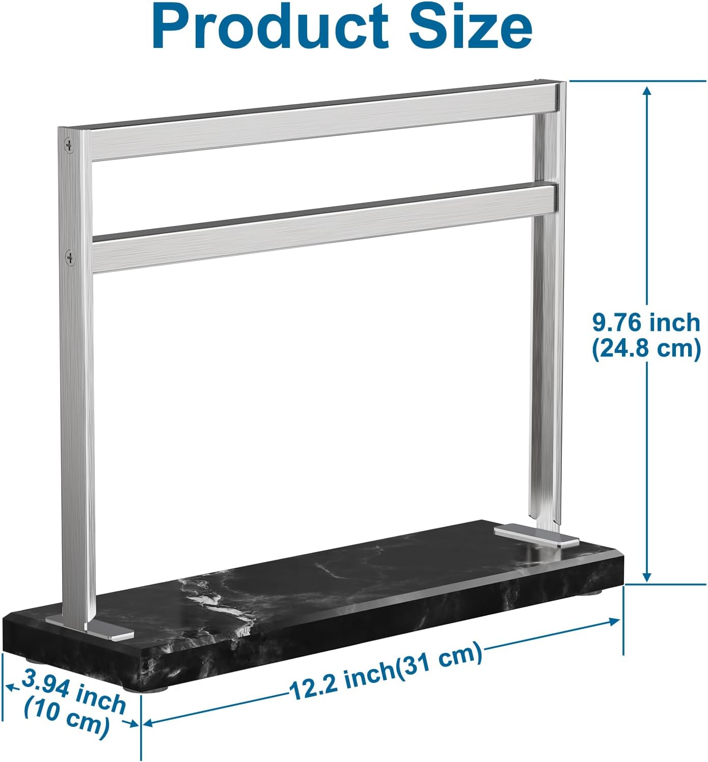 YIIYIIN Magnetic Knife Block with Marble Base - Double Sided Magnetic Knife Stand - Magnetic Knife Holder - Kitchen Knife Storage - Knife Holders for Counter Top - Black