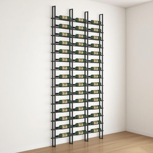 Wine Rack Freestanding Floor, 16 Tier 48 Bottle Capacity Display Holder, Black Industrial Wine Bottle Storage Shelves, for Any Bar, Wine Cellar, Kitchen, Dining Room (Black, 3 Column)
