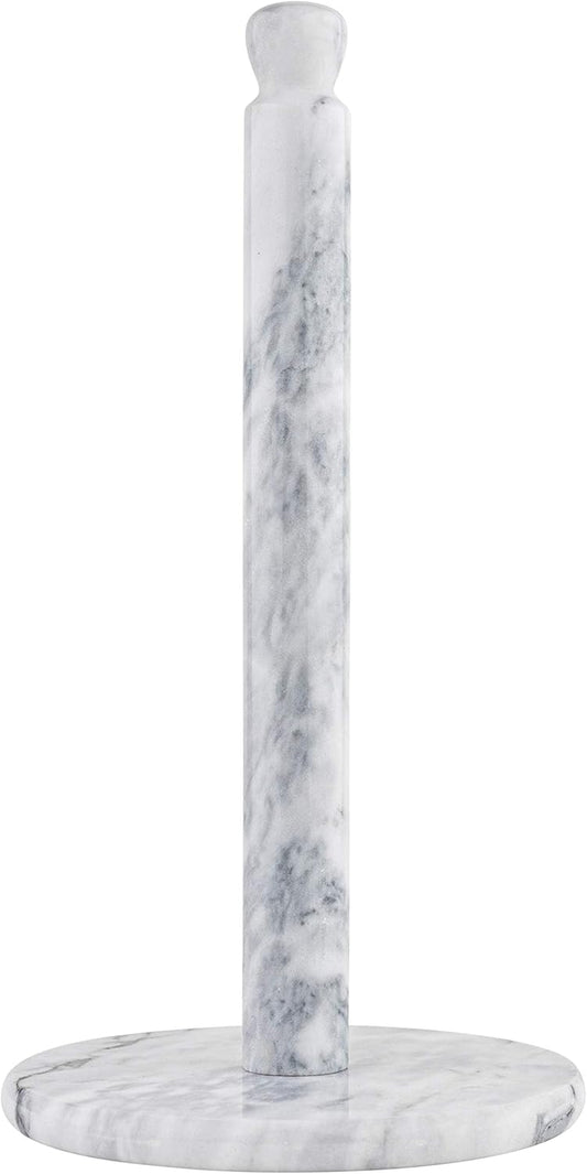 Homeries Marble Paper Towel Holder – Deluxe Upright Towel Dispenser for Kitchen Countertop, Cabinet & Bathrooms – Non Steel & Non Plastic Design – Heavy Duty, Solid Paper Towel Holder Stand (White)