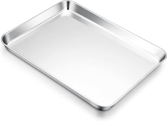 E-far Cookie Sheet for Baking, 18”x13” Stainless Steel Baking Sheet Pan for Oven, Large Non Toxic Metal Baking Tray for Cake Cookies, Healthy & Rust Free, Mirror Finish & Dishwasher Safe, 1 Pack