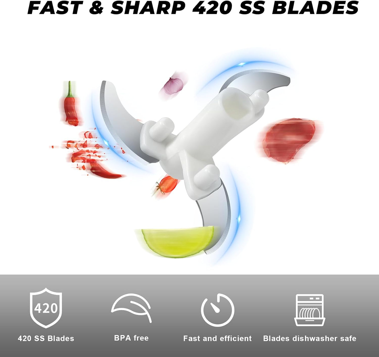 ZHANG XIAO QUAN SINCE 1628 Manual Food Chopper Hand Pull String Vegetable Cutter Onions Garlic Chopper Portable Food Mincer for Garlic Ginger Herbs Nuts Durable Kitchen Food Processor 1.6 Cup(400ml)