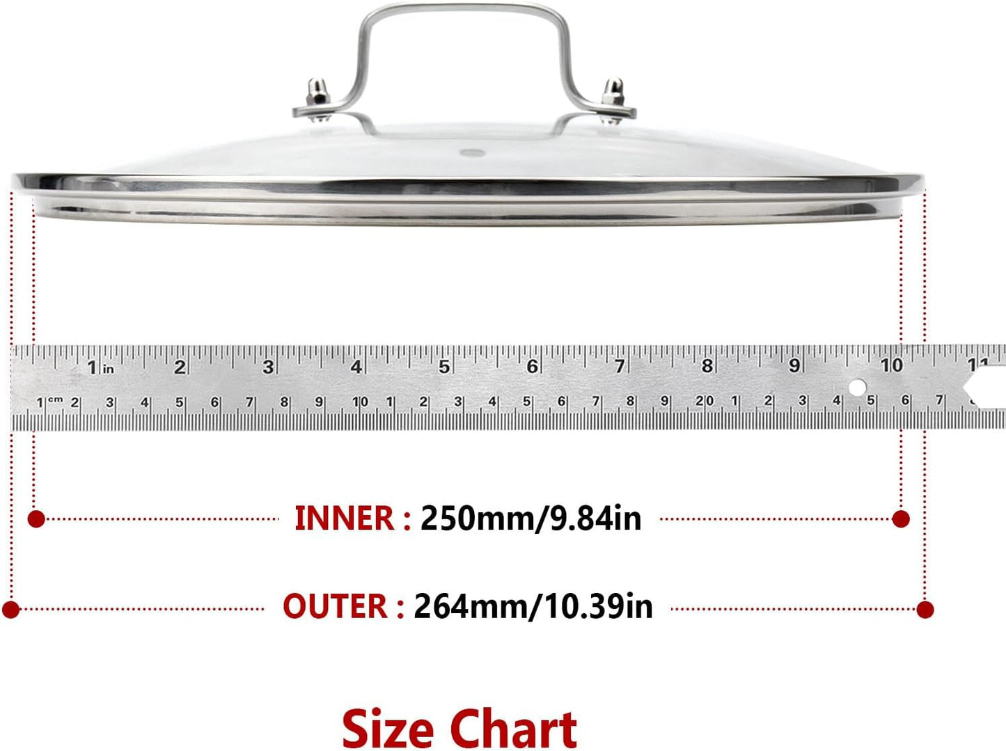 Antrader Tempered Glass Lid,10" Glass Covers for Pots,Pans and Skillets,1Set,Clear