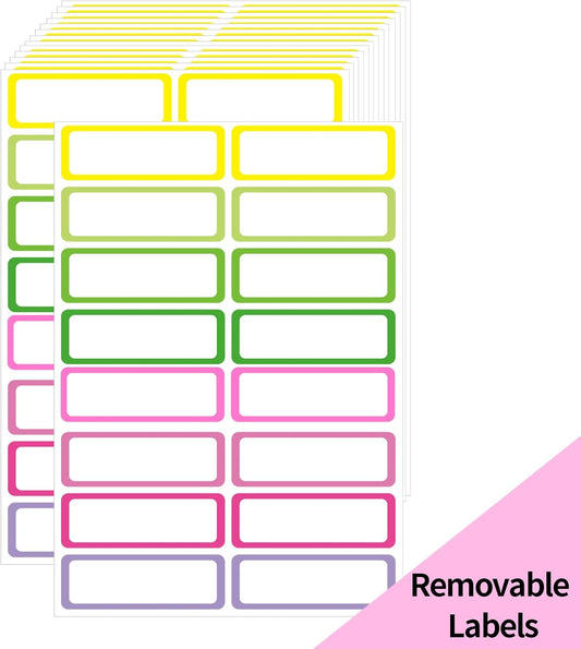 STARLIBOO Removable Labels, Removable Colored Labels Stickers,1x3 Inch Rectangular Stickers, Water/Oil/Tear Resistant for Food Containers/Classroom/Storage (8 Colors, 240 Labels)