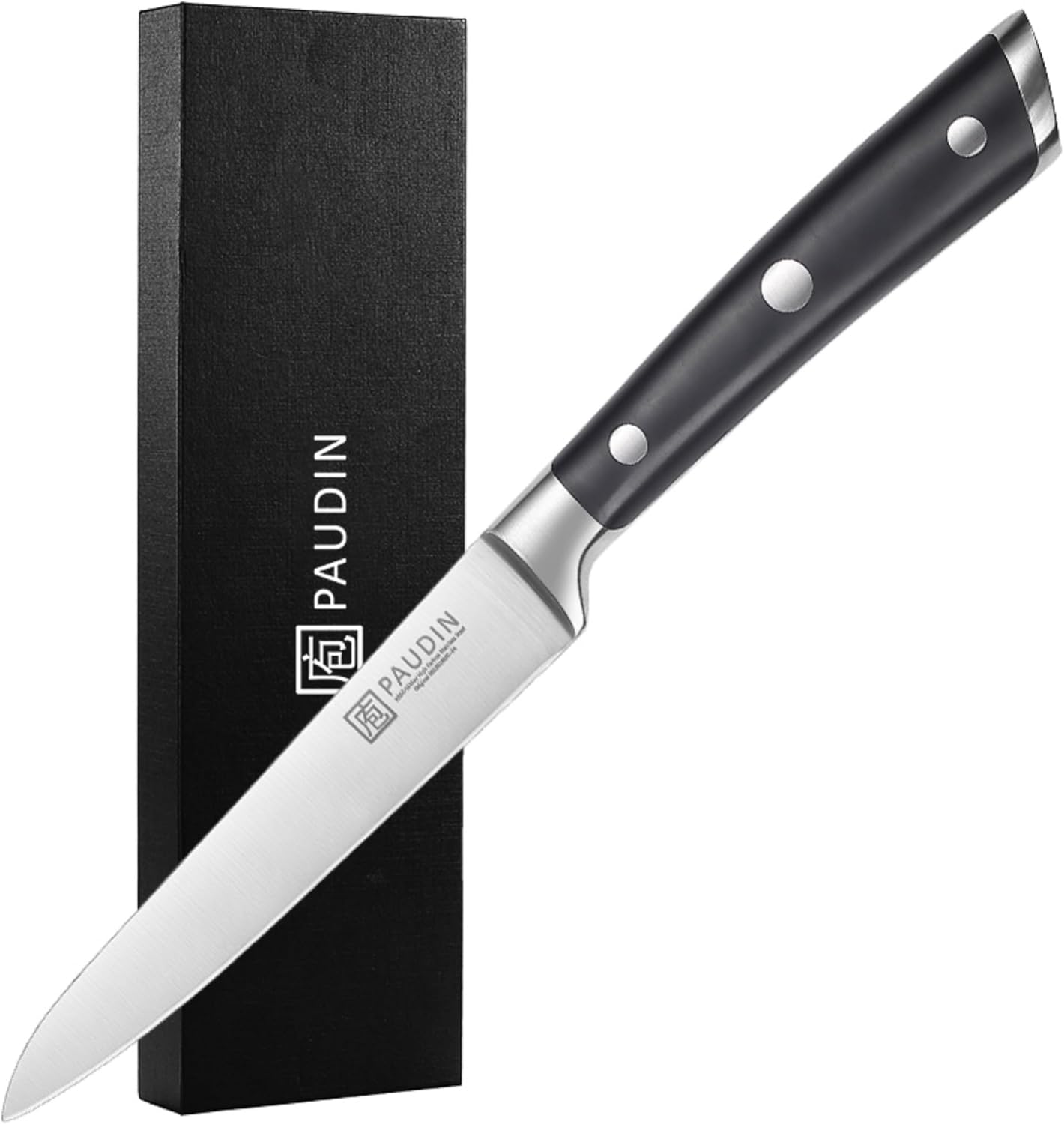 PAUDIN Utility Knife, Switzer Chefs Knife 5 Inch, Ultra Sharp High Carbon Stainless Steel Paring Knife, Multipurpose Kitchen Knife for Fruit and Vegetable Cutting with ABS Handle, Premium Gift Box