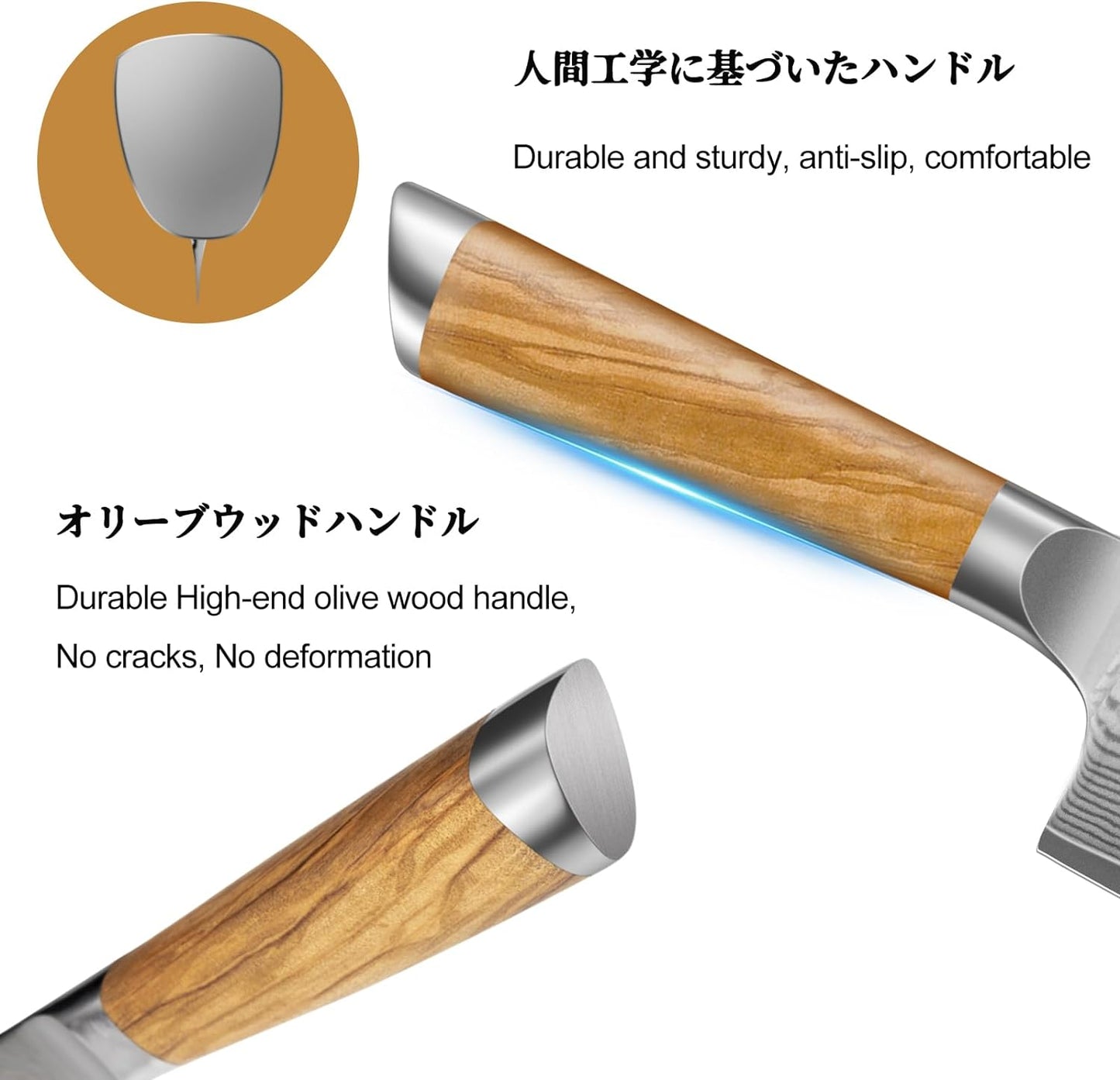 Damascus Nakiri Knife 6.5 Inch, Super Sharp Damascus VG-10 Japanese Kitchen Knife, Cleaver and Vegetable Knife with Ergonomic Olive Wood Handle