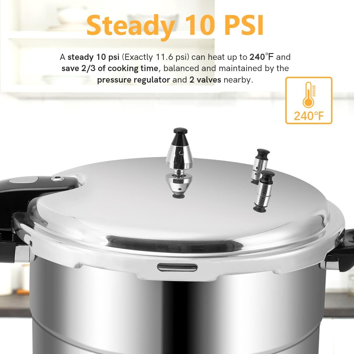 16 Quart Pressure Cooker, 10 Psi Induction Compatible Pressure Canner w/Stainless Steel Honeycomb Base, Heavy Gauge Aluminum, Quality Steamer Rack Included