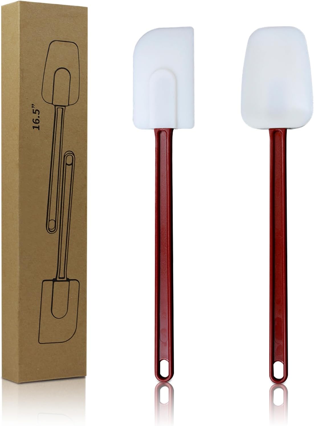 16.5 INCH Silicone Spatulas Heat Resistant Heavy Duty Rubber Spatulas Commercial Spatulas Set for Kitchen Use Silicone Cooking Utensils Sets of 2