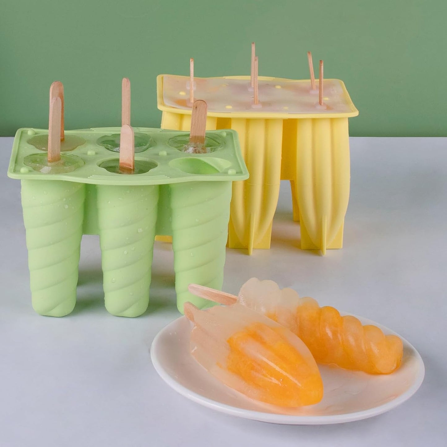 2Pack Silicone Popsicle Molds 6-Cavity Classic Cone & Spiral Design for Homemade Frozen Treats, Food-Grade Silicone Easy-Release & Reusable Ice Cream Maker for Kids & Adults