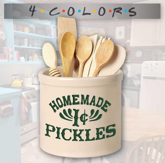 Clarus Crystal Pickles Jar as seen on the show Friends in Monica's kitchen 2 Gallon Crock Pot Utensil holder. 2 Gallon. 4 Colors Available