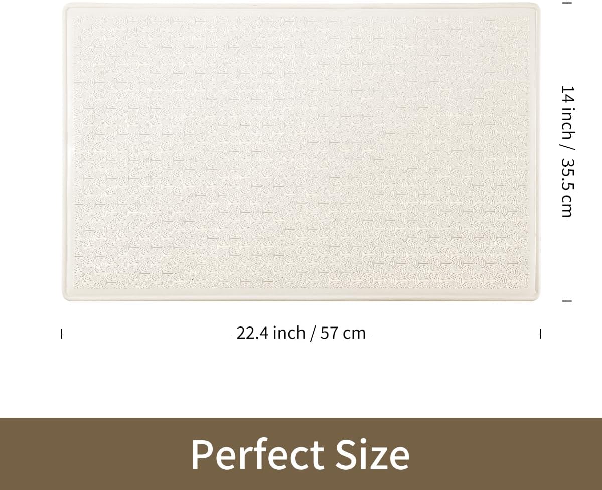 Bathtub Mat Non Slip, Bath Mat for Tub 22.4 x 14 Inches, Shower Mats with Suction Cups, Rubber Shower Stall Mats for Elderly & Kids, Cream White