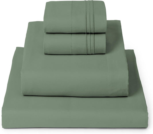 Mellanni California King Sheets Set - 4 PC Iconic Collection Bedding - Hotel Luxury, Extra Soft, Cooling Bed Sheets - Wrinkle, Fade, Stain Resistant (Cal King, Sage)
