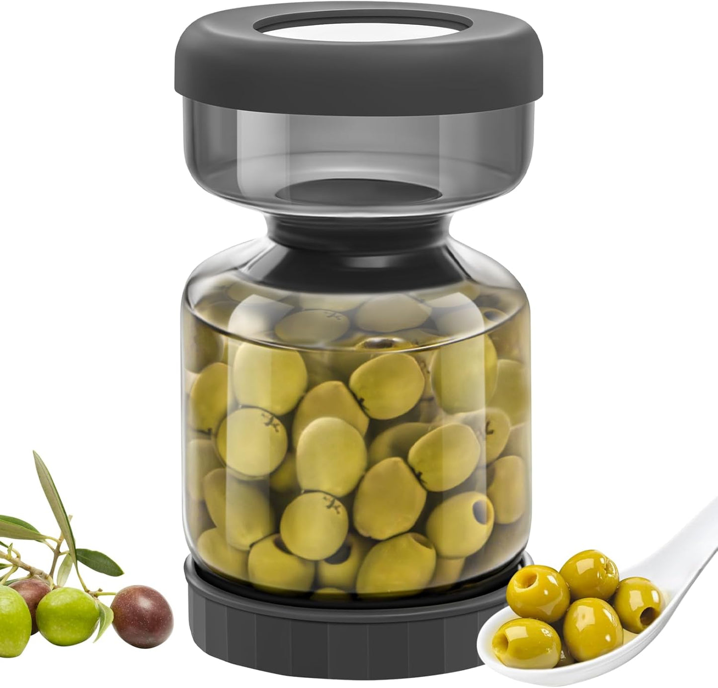 WhiteRhino Pickle Jar with Strainer Flip,34oz Pickle Container Pickle and Olive Hourglass Jar,Glass Flip Pickle Jar Juice Separator Jar with Airtight Lid for Jalapeno Gherkin