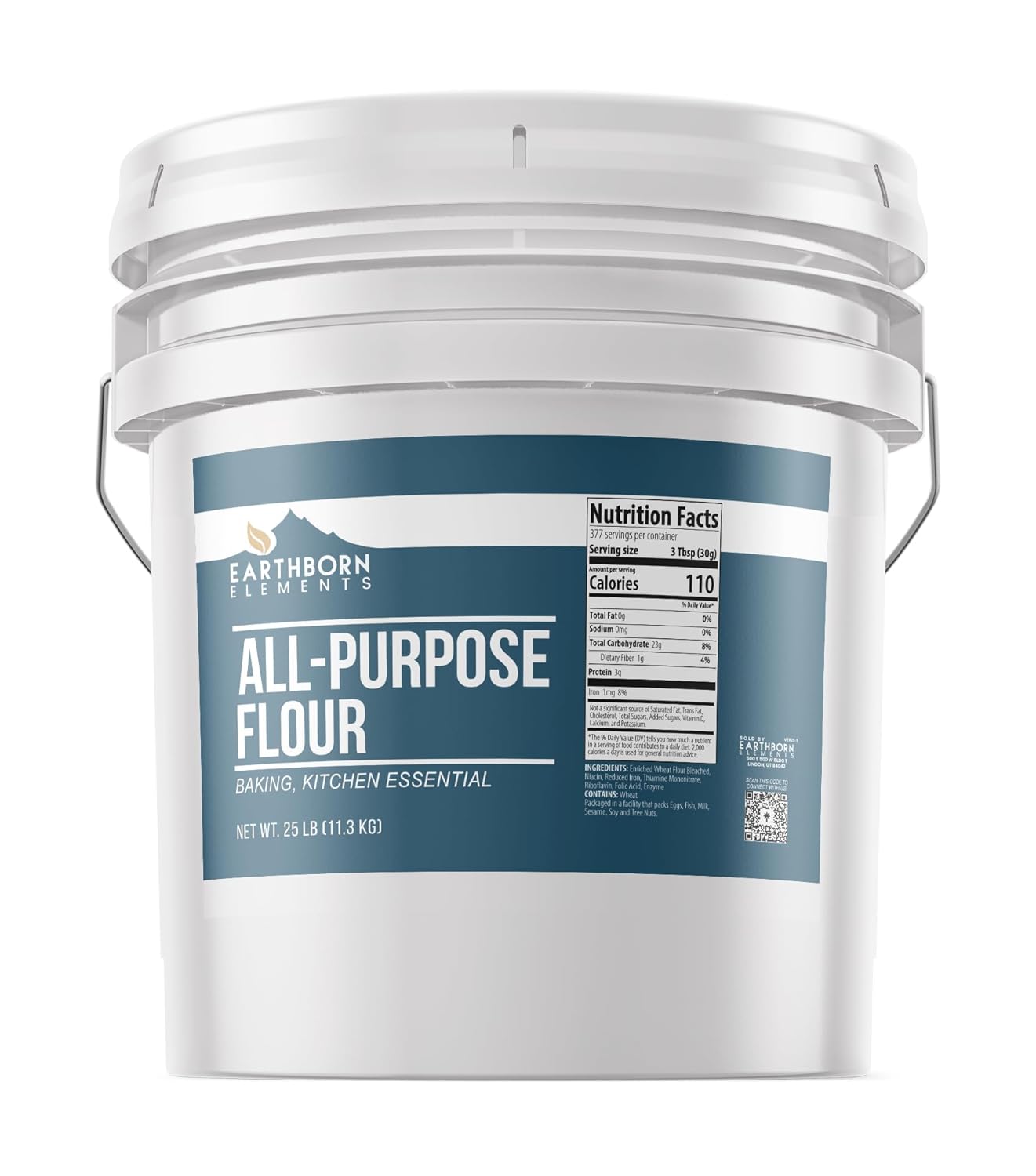 Earthborn Elements All-Purpose Flour, 5 Gallon Bucket, Bulk Size, Kitchen Essential, Baking & Cooking (400 Ounce)