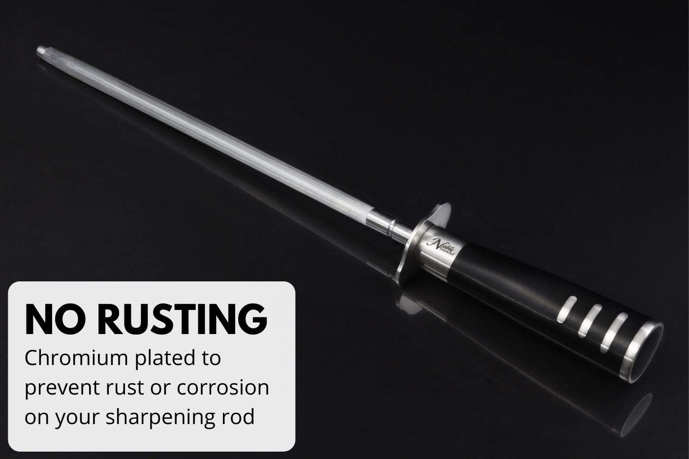 Professional Honing Steel 12”, Magnetized for Safety, No Rust, No Cheap Plastic! Noble’s Knife Sharpener Has an Oval Handle for a Firm Grip and is Built For Daily Use, Perfect for Chefs!
