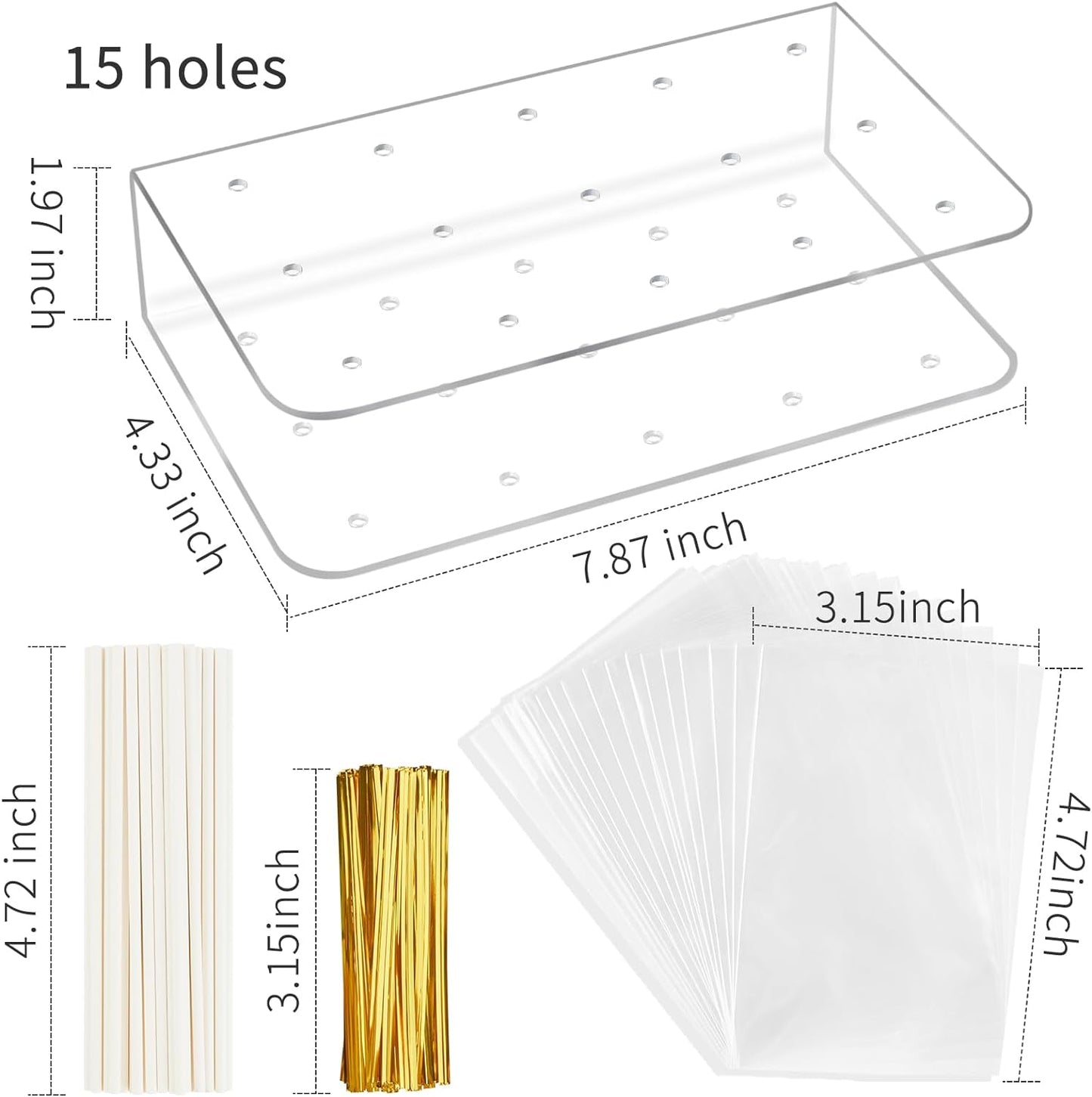 Kucoele Cake Pop Mold Set, Including 15 Hole Clear Acrylic Lollipop Display Stand Holder, 12 Cavity Blue Silicone Cake Pop Mold, Cake Pop Sticks Treats Bags and Twist Ties