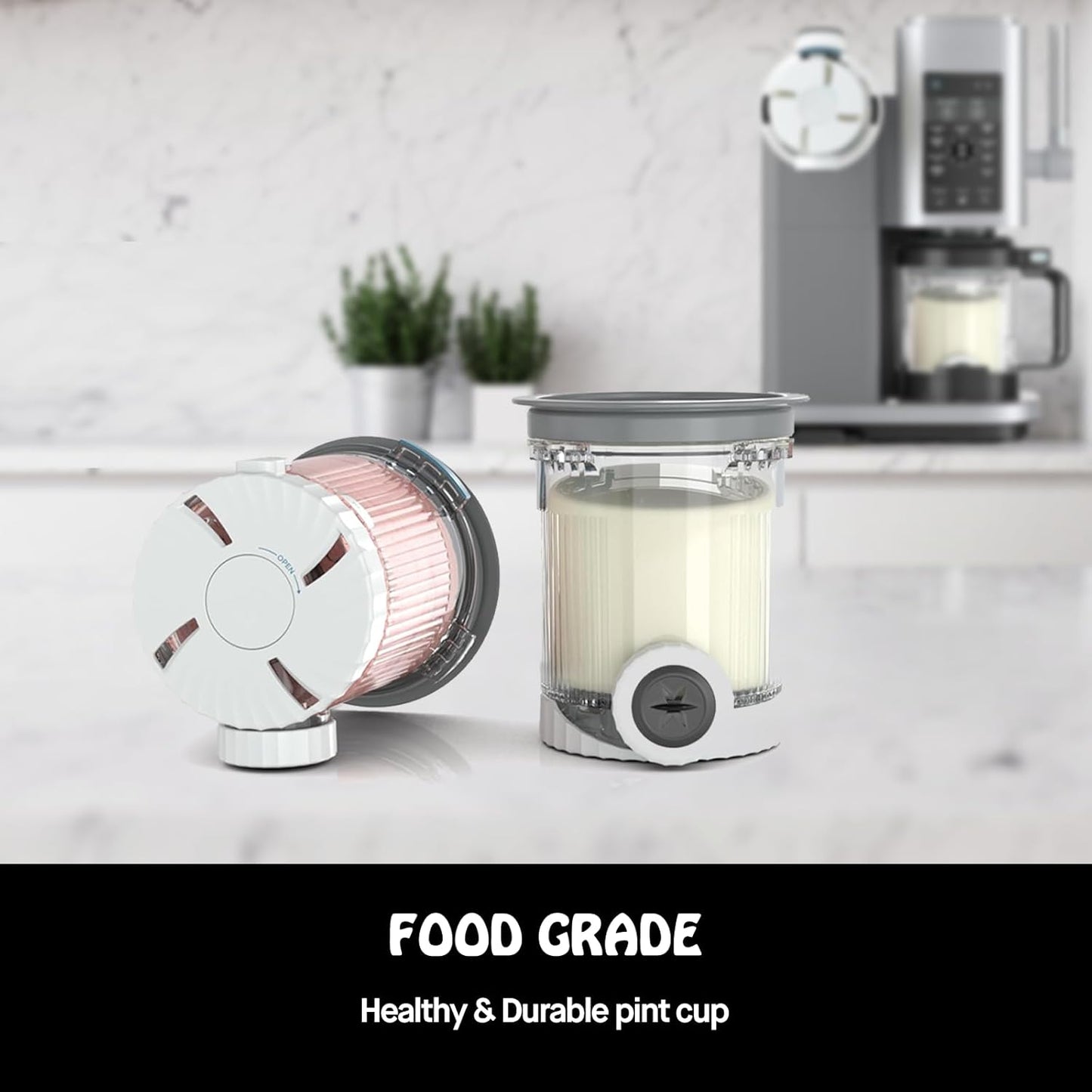 For Ninja Swirl by Creami NC700 Series Ice Cream Makers, Dishwasher Safe, 16 oz Pints with Lid, Grey Lids (Grey, 16OZ)