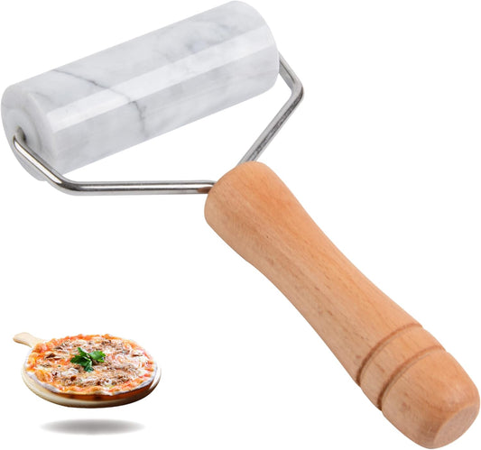 Tianman Small Marble Rolling Pin Pizza Roller, Marble Dough Roller Non-Stick T-Type, For Cake Baking Tortilla Fudge Pizza Cookies and Other Kitchen Baking Cooking (Type 2 White).