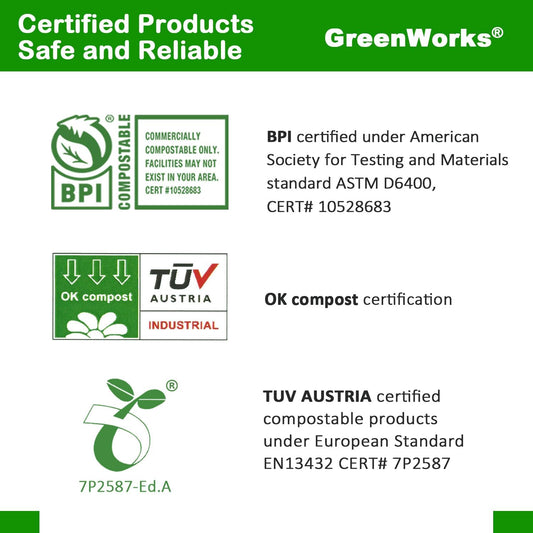 GreenWorks 300 Count 7" Heavy-duty Compostable Cutlery Set,100 Forks 100 Spoons 100 Knives,BPI Certified Large t Disposable Bio-based Cutlery