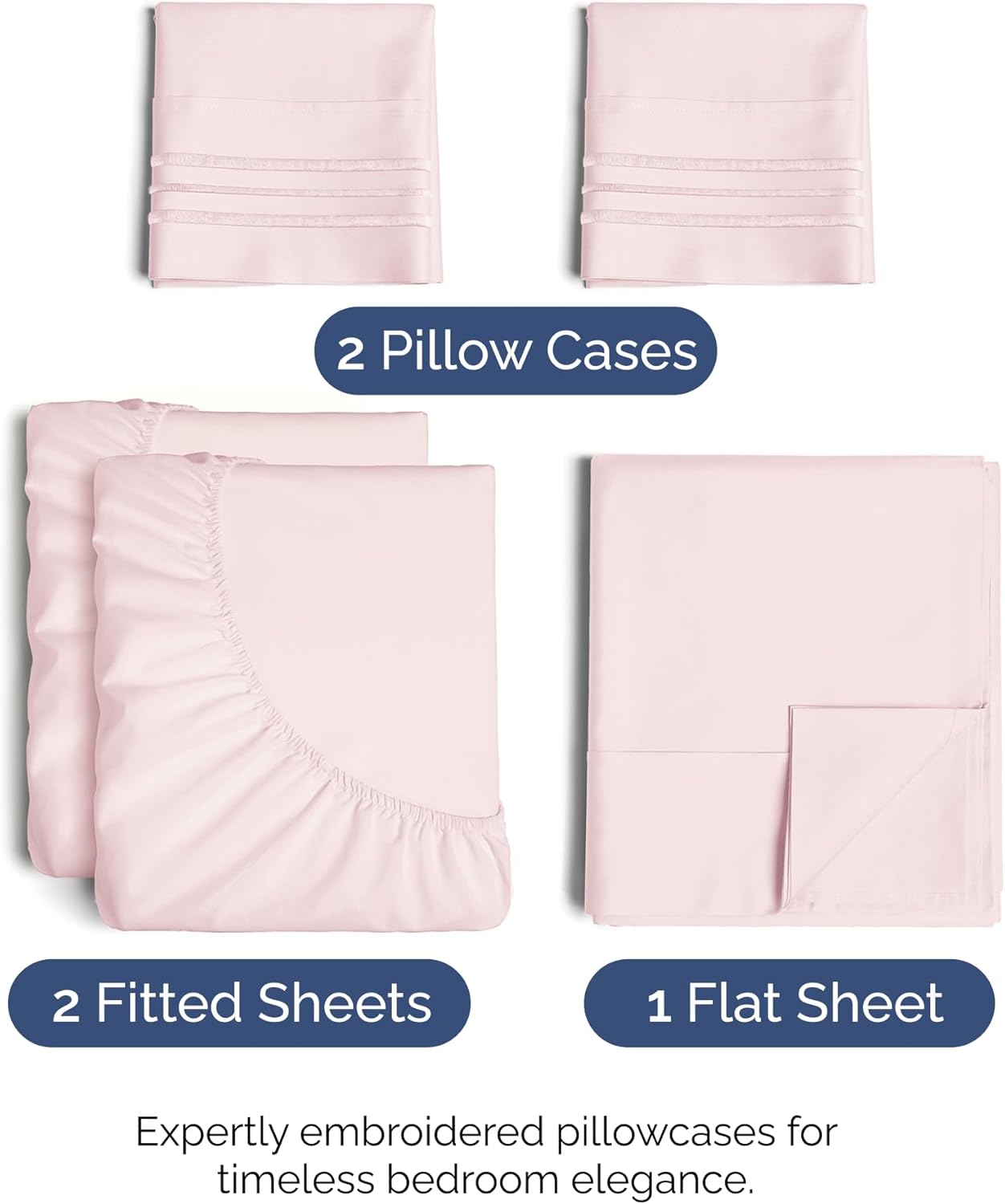 Split King Size 5 Piece Sheet Set - Comfy Breathable & Cooling Bed Sheets Set - Hotel Luxury Bedding for Women, Men, Kids, Teens, Boys & Girls - Deep Pockets, Soft, Wrinkle Free - Oeko-Tex - Lav Pink
