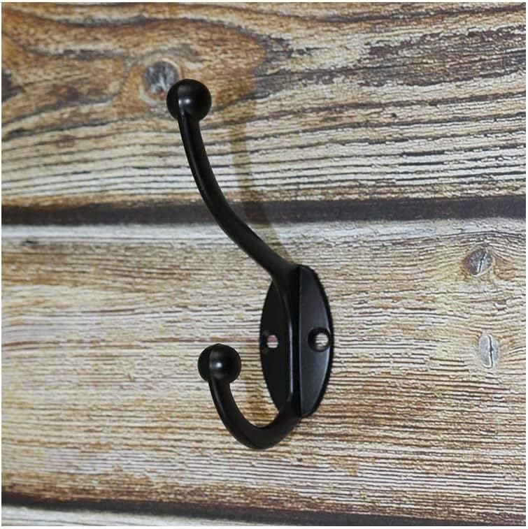 ZEYU Wall Hooks,10Pcs Coat Hooks Hardware Towel Hooks for Hanging Coats Double No Rust Black Robe Hooks Wall Mounted with Screws for Key, Towel, Bags, Cup, Hat