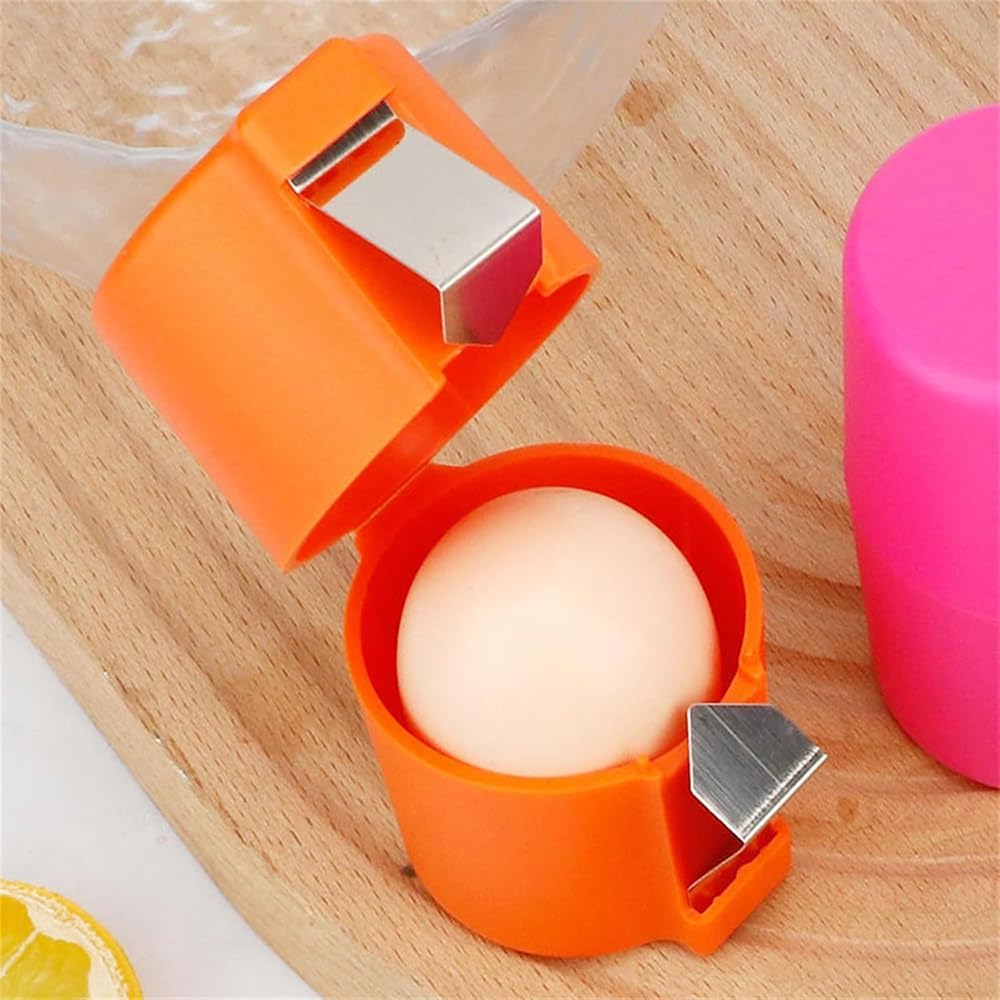 3 Pcs Egg Shell Opener Remover, Eggs Peeler Separator for Boiled and Raw Eggs, Stainless Steel Eggshell Cutter Kitchen Tools for Cooking and Breakfast Prep (Orange)