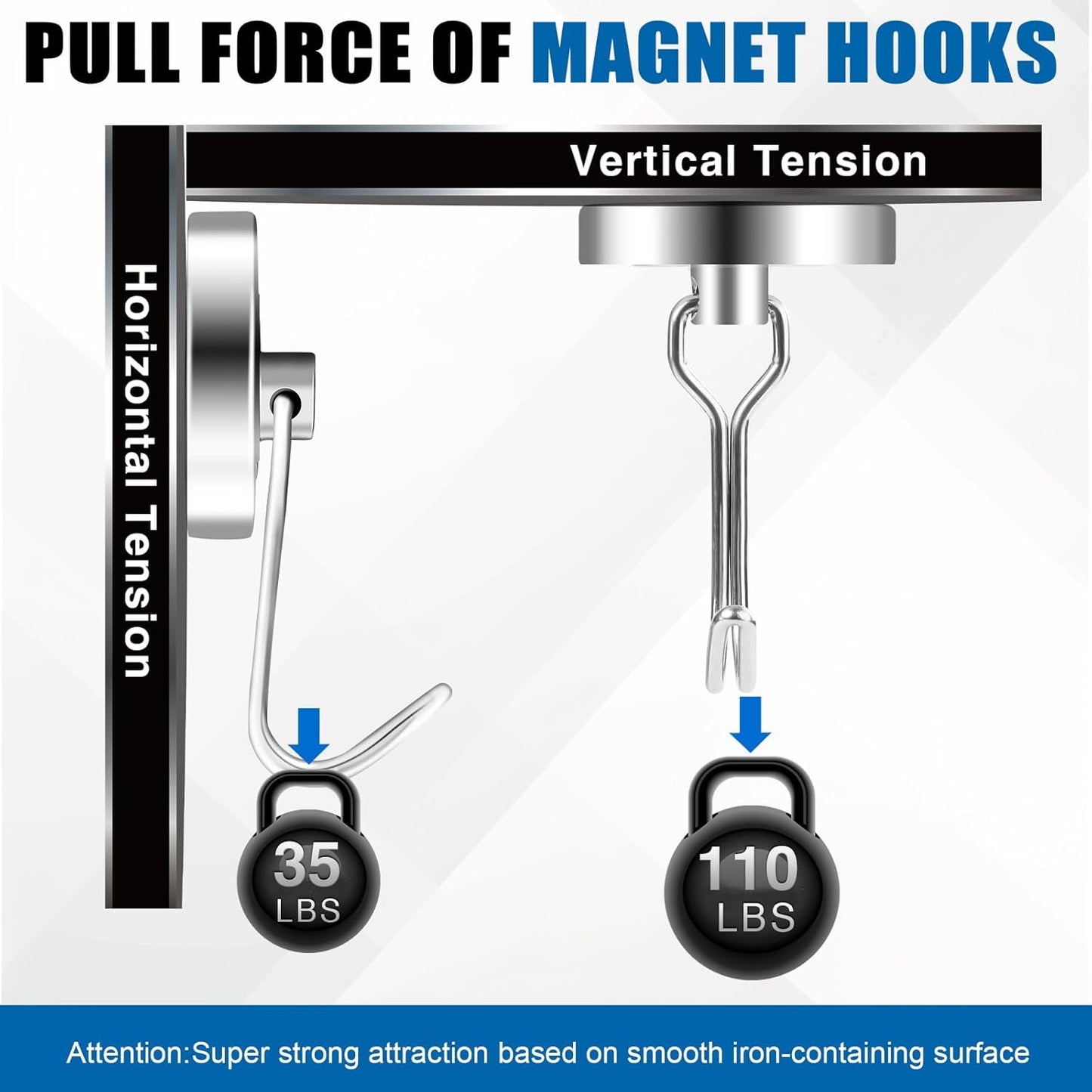 LOVIMAG Hooks, 110lbs+ Magnetic Magnet Hook 2025 Cruise Cabin Ship Essentials Heavy Duty Strong Refrigerator Fridge Hanging for Classroom Beach Vacation Kitchen Grills Home Mug Hanger (3 Pack), Silver