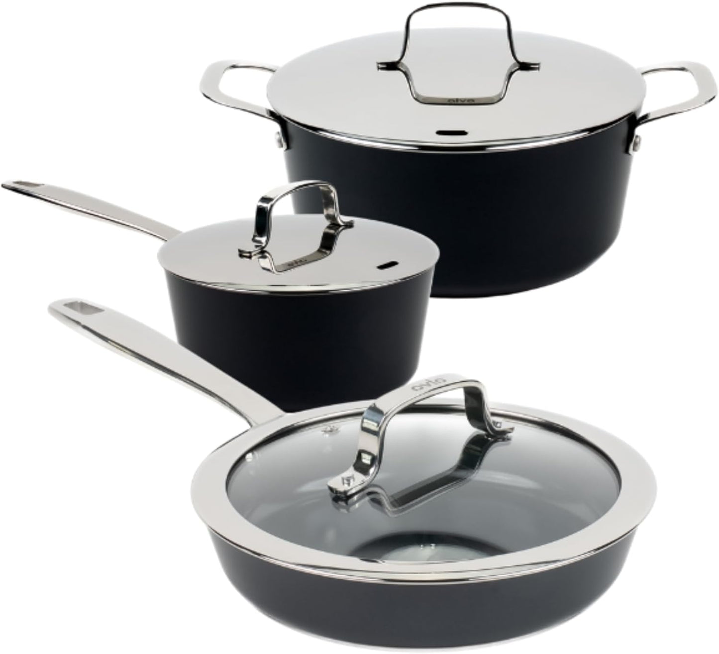 Alva Maestro 6-Piece Nonstick Ceramic Cookware Set – Toxin-Free, Scratch-Resistant, Induction Compatible – Even-Heat Aluminum Base – Oven & Dishwasher Safe – Healthy Nonstick for Everyday Cooking