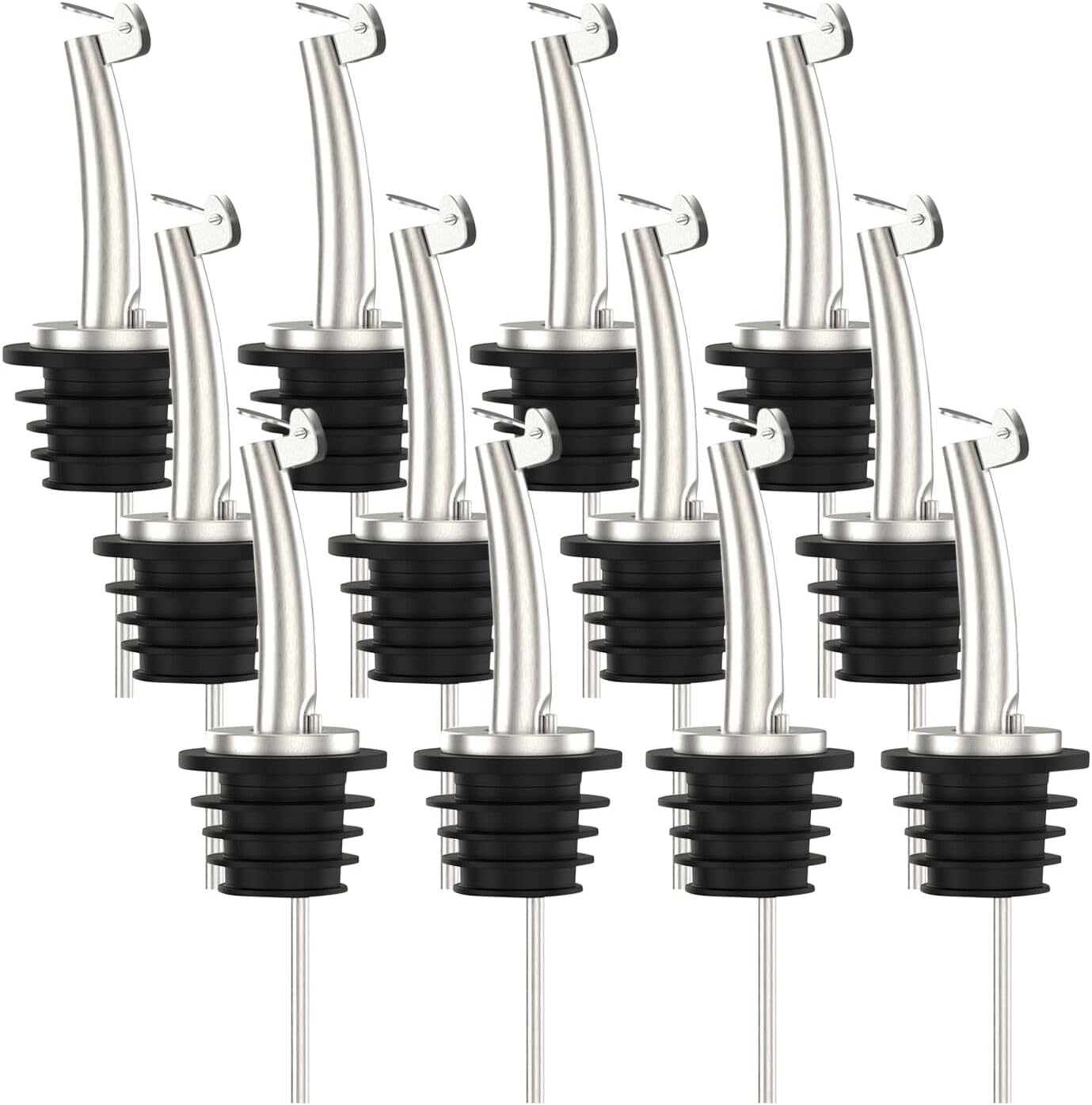 20 Pcs Oil Spout Liquor Bottle Pourer Spouts Stainless Steel Speed Pour Spouts Olive Oil Dispenser Spout with Flip Top for About 3/4" Bottle Mouth