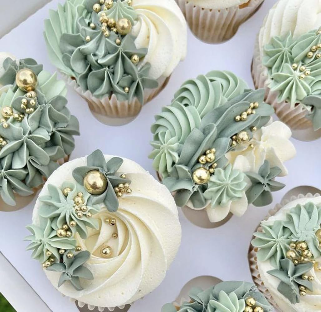 4 in 1 Super Gold Pearl Sugar Sprinkles 6 oz, 4 sizes Candy Pearls Ideal for Baking, Cake and Cupcake Toppers, Cookie Decoration, Ice Cream Topping, Wedding Shower Party Valentines Halloween Christmas