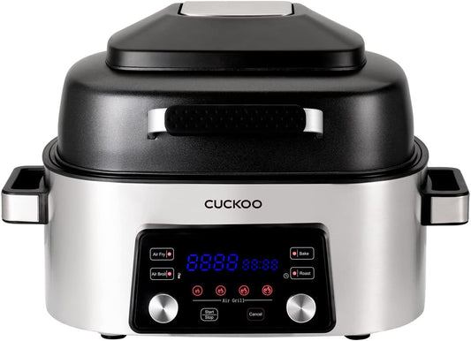 CUCKOO CAFG-A0601S Countertop Air Grill | Air Grill, Air Fry, Roast, Bake & Broil, Easy to Clean, Dishwasher Safe Accessories, Recipe Book Included, Stainless Steel