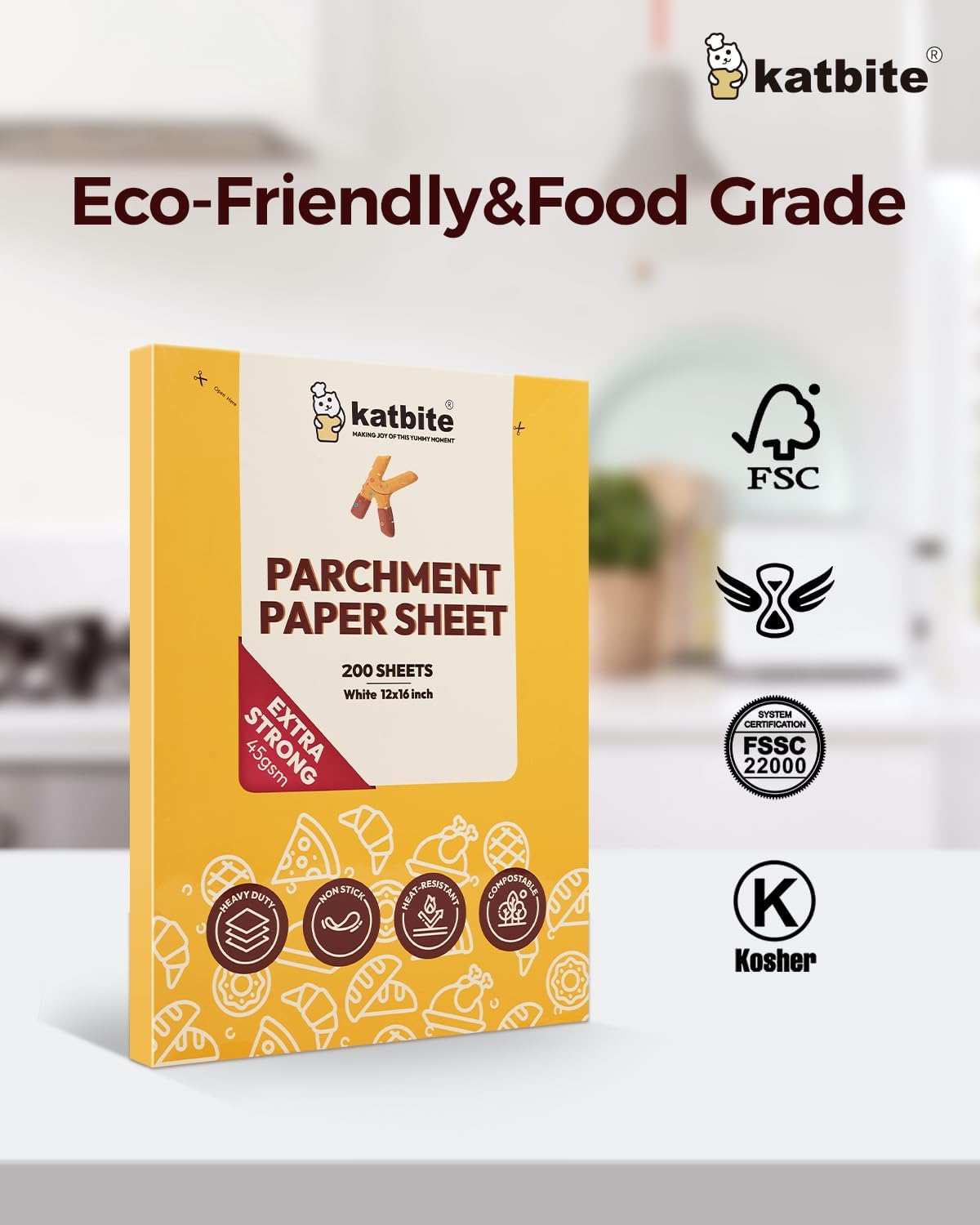 Katbite 200PCS 12x16 In Heavy Duty Flat Parchment Paper