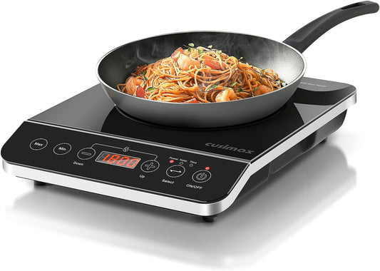 CUSIMAX Induction Cooktop,1800W Portable Induction Burner with Sensor Touch,Kids Safety Lock,10 Temperature and 9 Power Setting induction hot plate with Timer