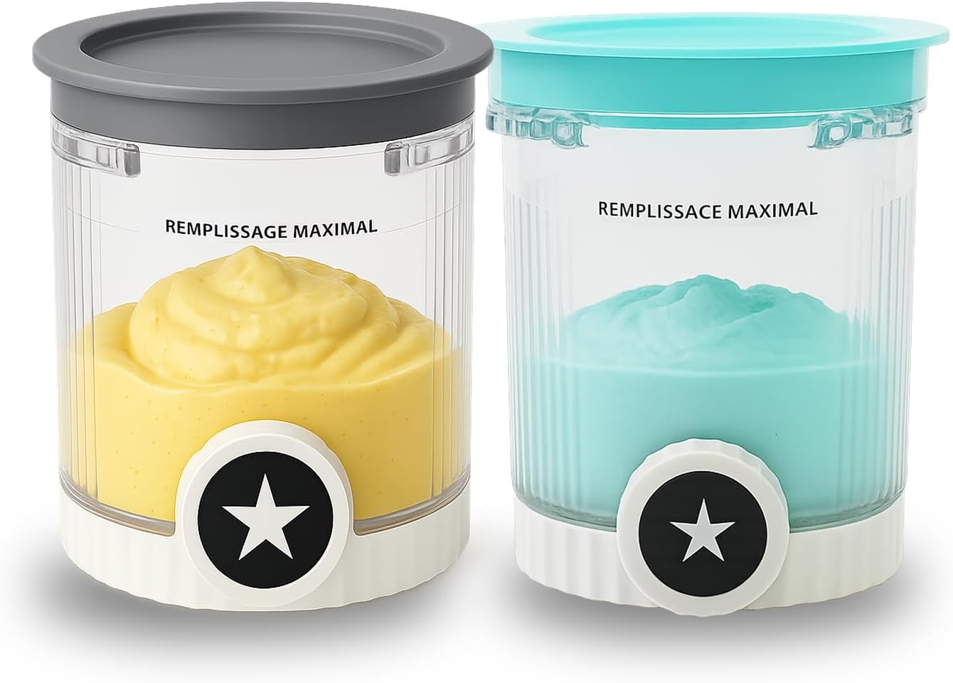 2 Pack Pint Containers Replacement for Ninja Creami Swirl NC700/NC701 Series, 16oz BPA-Free Ice Cream Pints with Lids, Leak-Proof & Dishwasher Safe (Grey/Blue)