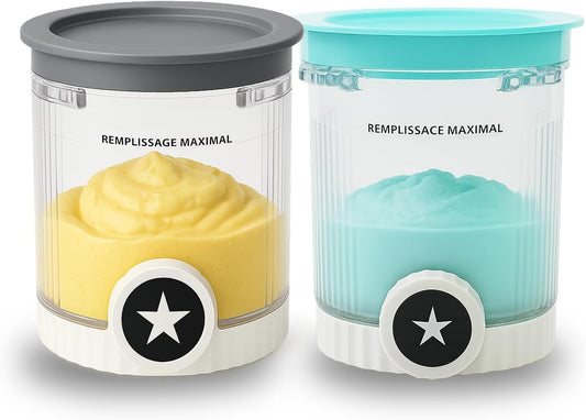 2 Pack Pint Containers Replacement for Ninja Creami Swirl NC700/NC701 Series, 16oz BPA-Free Ice Cream Pints with Lids, Leak-Proof & Dishwasher Safe (Grey/Blue)