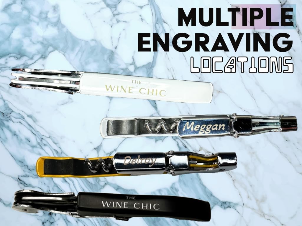 The Wine Chic Custom Wine Key - Engraved Wine Opener with Logo - Perfect Wedding Favors and Wine Bottle Opener Gift for Business Promotions and Party Gifts
