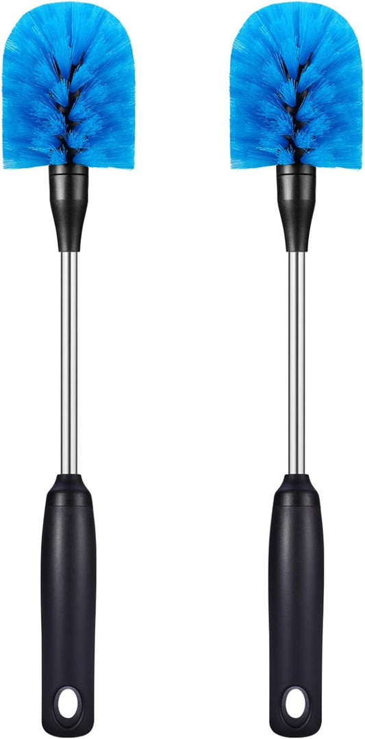 Stainless Steel Bottle Brush with Replaceable Head, Long Handle Scrub Brush for Water Bottles, Glasswares, Mugs, Flasks, Tumblers, Vases, and Kitchen Sink, 2 Pack, 13 in