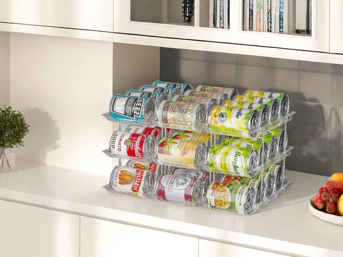Can Organizer for Pantry Soda Can Organizer Automatic Rolling Food Pantry Storage Rack Can Dispenser for Fridge Holds 36 Cans, Fits 5.8-Inch Soda and Can, Set of 9