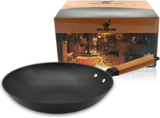 9 inch Omelette Pan, Uncoated ICH Clay Mold Cast Iron Egg Frying Pan with Wood Handle, Preseasoned Lightweight Healthy Small Skillet for All Stoves