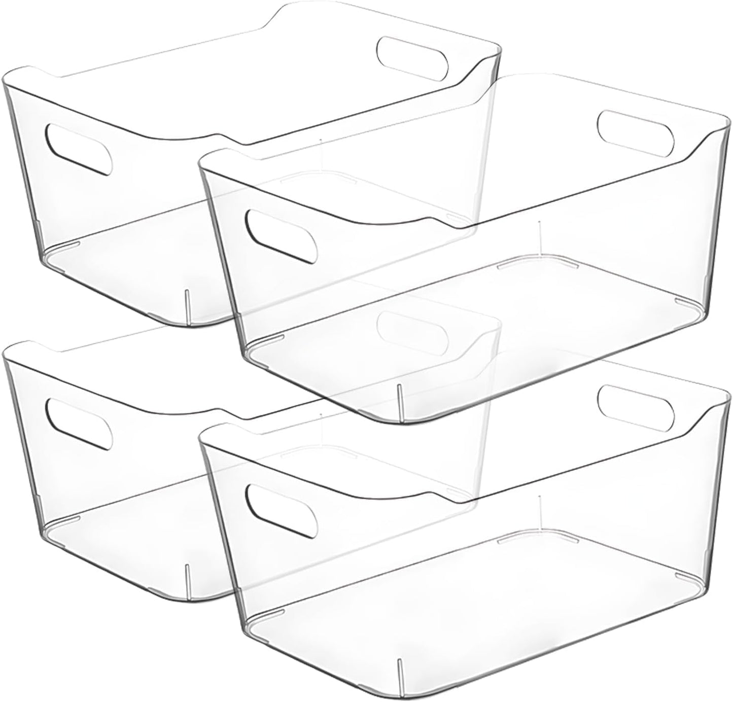 Clear Extra Large Plastic Storage Bins, Pantry Organizers and Storage Containers Fridge Organizer Bins for Organizing Home, Kitchen Organization. Bathroom, Refrigerator, Freezer, Laundry Room