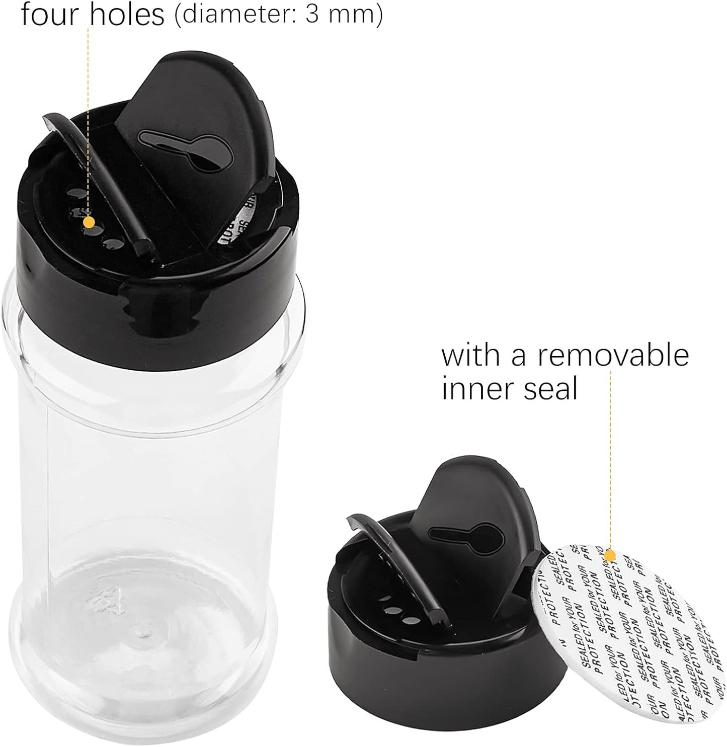 TUZAZO 3 oz Plastic Spice Jars with Shaker Lids and Labels, 14 Pcs Clear Empty Spice Bottles Seasoning Containers for Spice, Herbs and Seasoning Powders