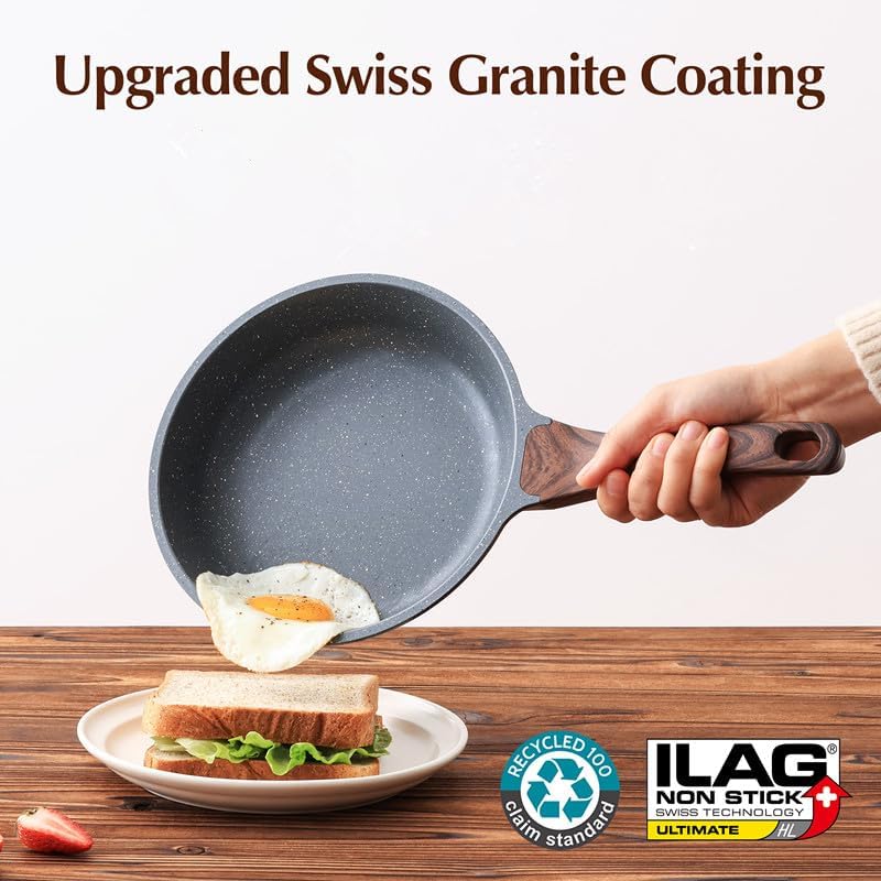 SENSARTE Nonstick Frying Pan Skillet with Lid, Omelet Pan with Cover, Healthy Cooking Chef's Pan, Kitchen non stick Pan, Free of Intentionally Added PFOA (10inch + Glass Lid)