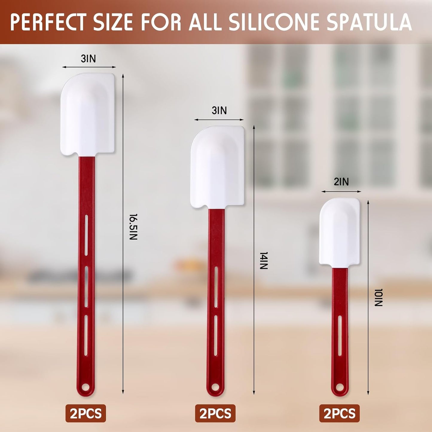 Norme 6 Pcs High Temp Silicone Spatulas Heat Resistant Rubber Spatula Commercial Silicone Scraper with Handle for Kitchen Cook Baking Mixing Utensil, Dishwasher Safe (10,14,16.5 Inch)