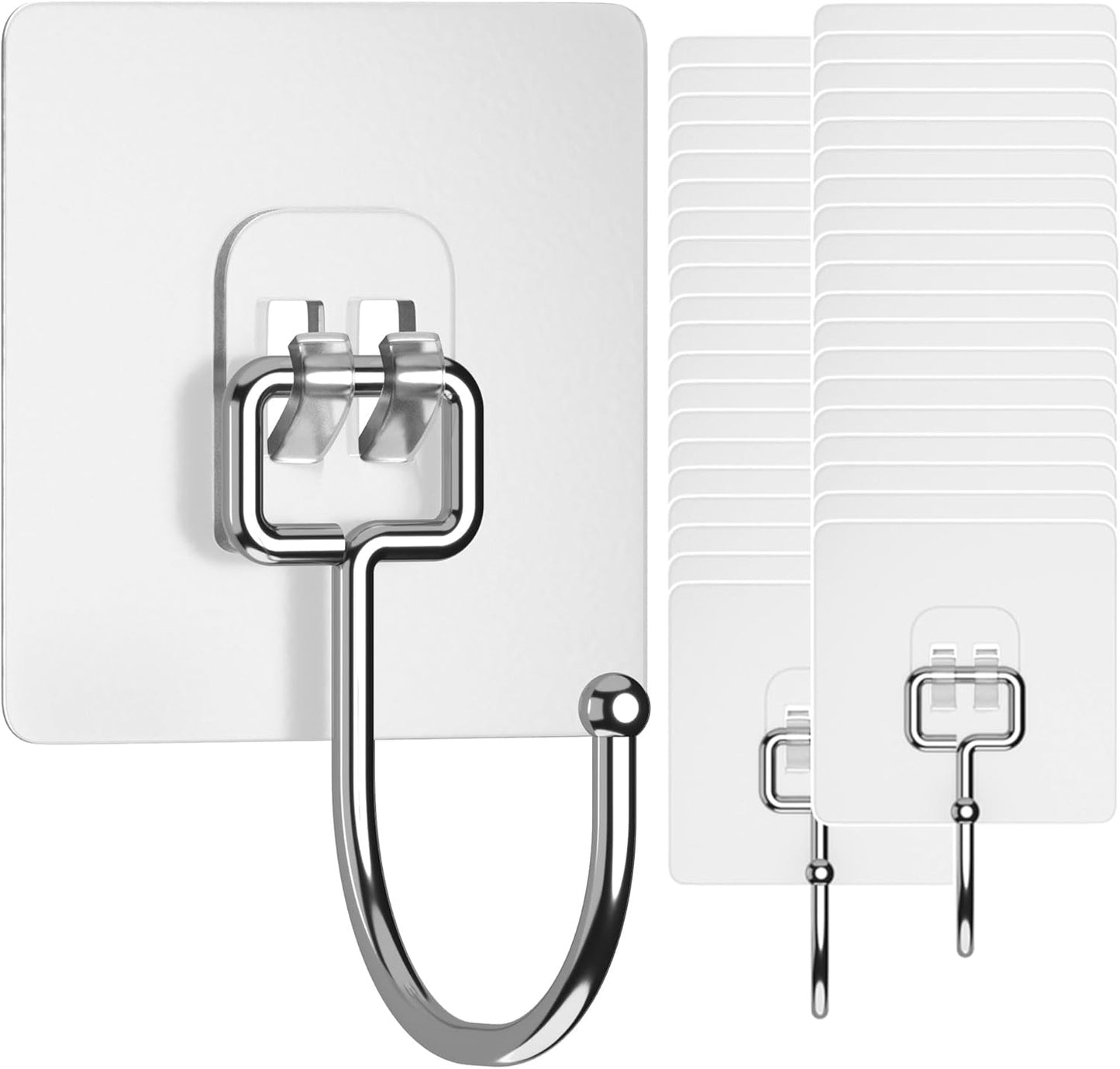 GLUIT Adhesive Large Wall Hooks for Hanging Heavy Duty 22 lbs Hook for Walls No Damage (40 Large Hooks)