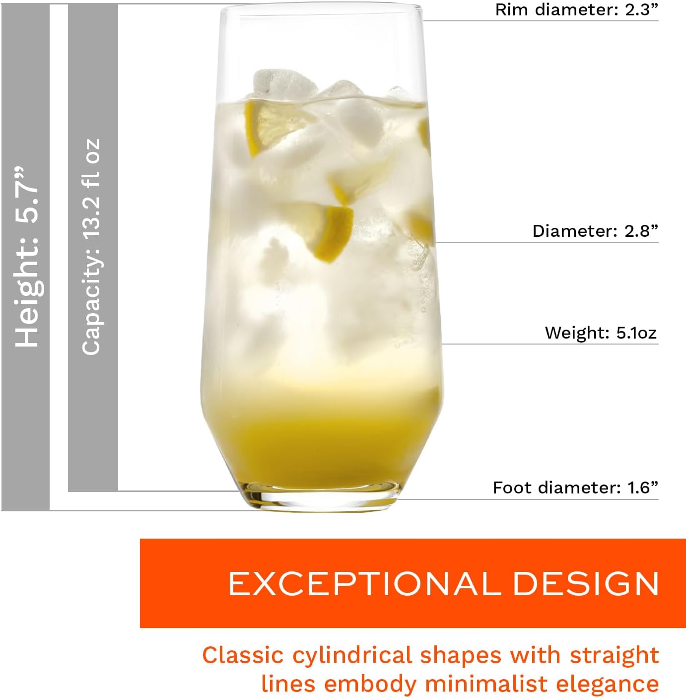 Stölzle Lausitz Crystal Highball Glasses Set of 6 (Revolution). Dishwasher Safe High Ball Glass (13.25 fl oz). Durable Tall Drinking Glasses Set of 6 - Genuine Stölzle Glassware