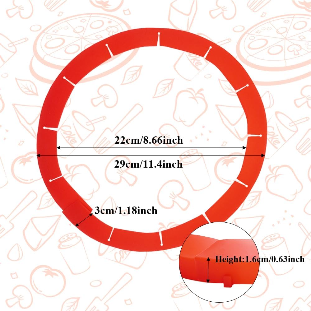 Adjustable Pie Crust Shields, Silicone Baking Protectors, Cover Ring Tools Fits 8-11.4 Inch Pies, Baking Pie Pizza Crust Shield Protector Cover for Edges ﻿ (Red 2 + Transparent 2)